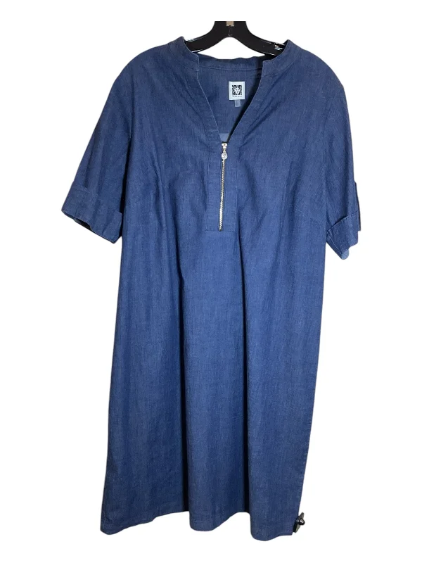 Dress Casual Midi By Anne Klein In Blue, Size: 1x