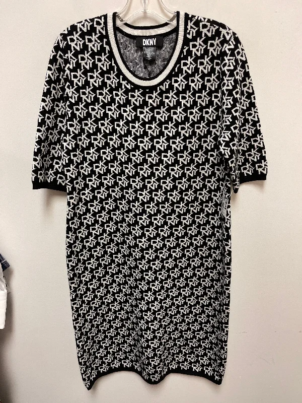 Dress Casual Midi By Dkny In Black & White, Size: Xl