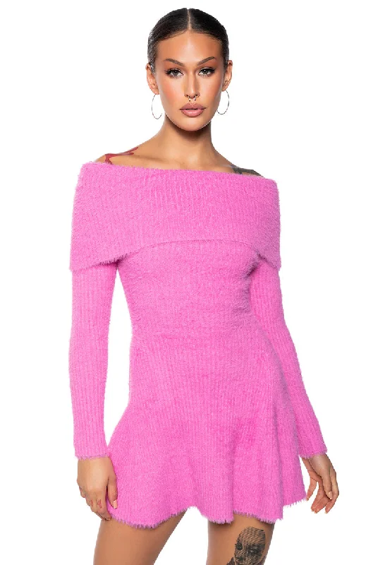 ARI OFF THE SHOULDER KNIT MINI DRESS