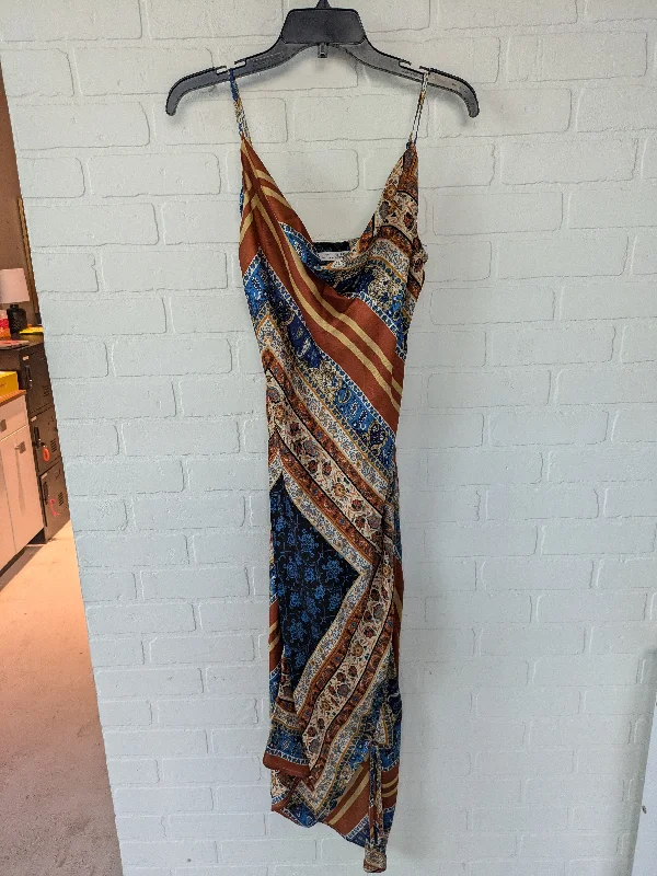 Blue & Brown Dress Casual Maxi Clothes Mentor, Size S