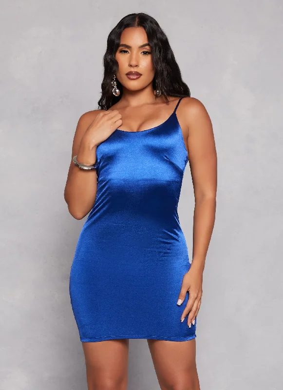 Satin Scoop Neck Mini Cami Dress