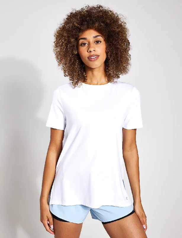 Scoop Neck Mesh Back T-Shirt - White