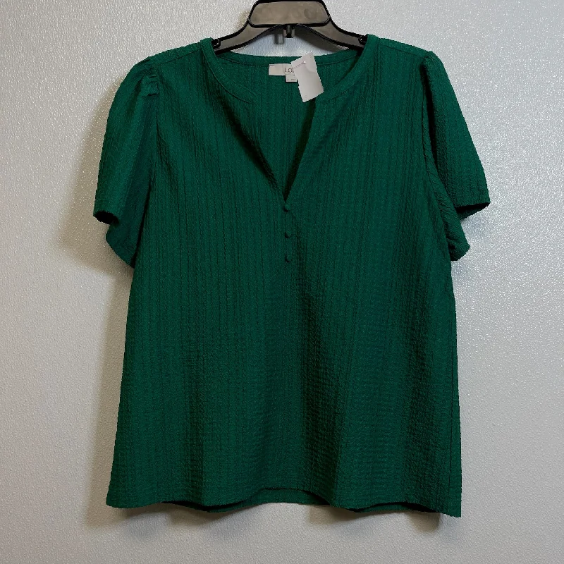 Top Short Sleeve By Loft In Green, Size: L