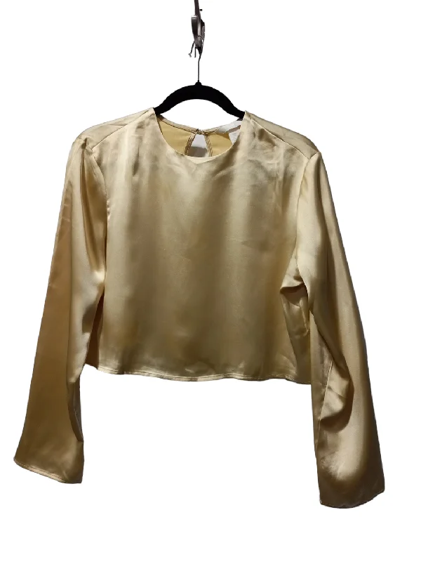 Blouse Long Sleeve By H&m In Tan, Size: S