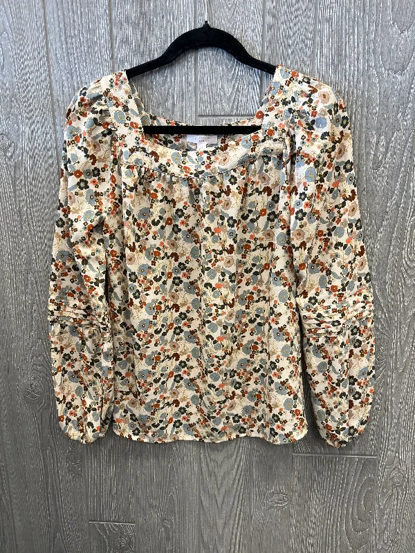 Blouse Long Sleeve By Lc Lauren Conrad In Tan, Size: Xs