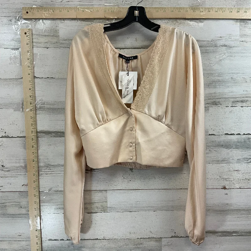 Blouse Long Sleeve By Strut & BOLT In Beige, Size: L