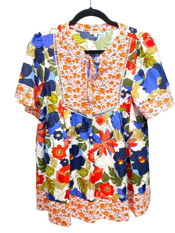 Blouse Short Sleeve By Jodifl In Multi-colored, Size: S