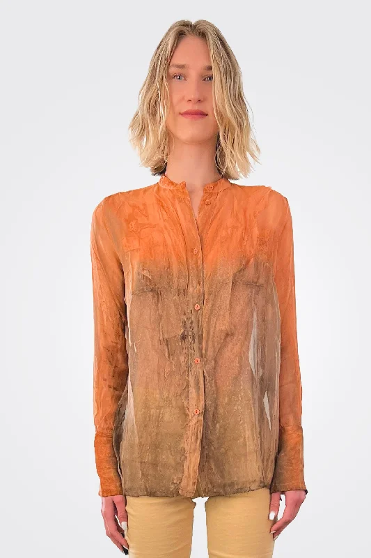 Frayed Layered Blouse - Charred Copper