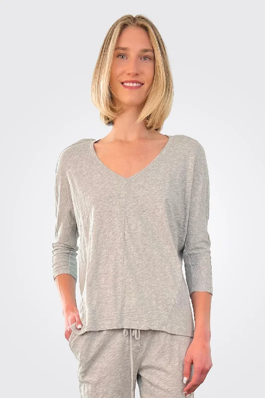 Leni V Neck Dolman Shirt - Heather Grey