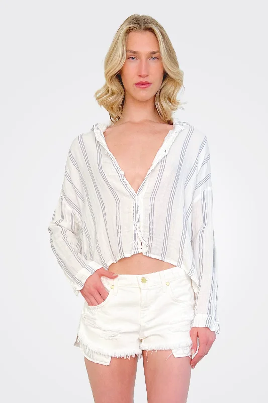 Ramona Cropped Shirt - Washed Stripe