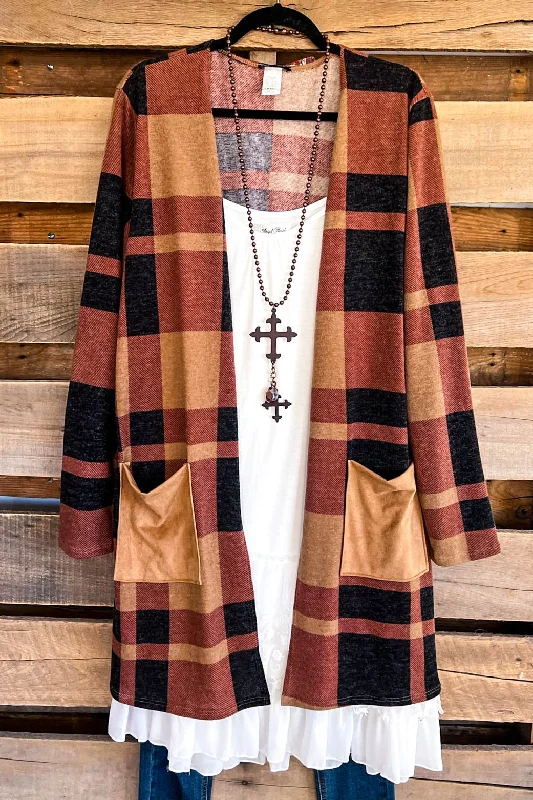 Remember When Cardigan - Mocha/Burgundy