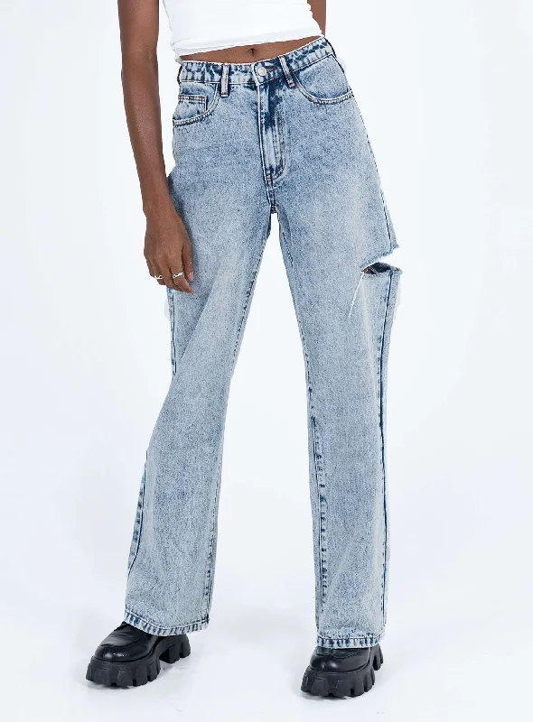 Johnston Wide Leg Jeans Mid Wash Blue