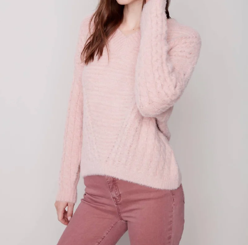 Plush Knit Sweater In Powder