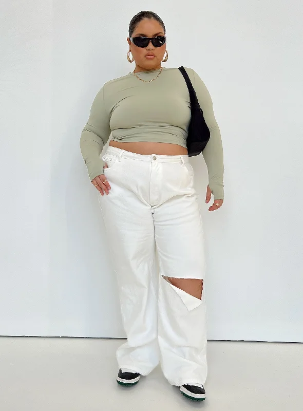 Sevina Wide Leg Denim Jeans White Curve