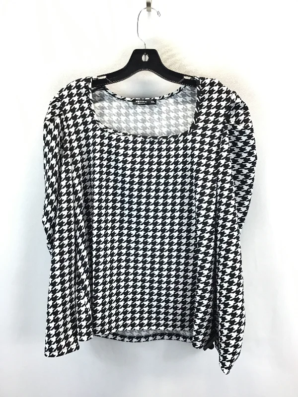 Top Long Sleeve By Shein In Black & White, Size: 2x