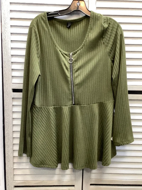 Top Long Sleeve By Shein In Green, Size: Xl