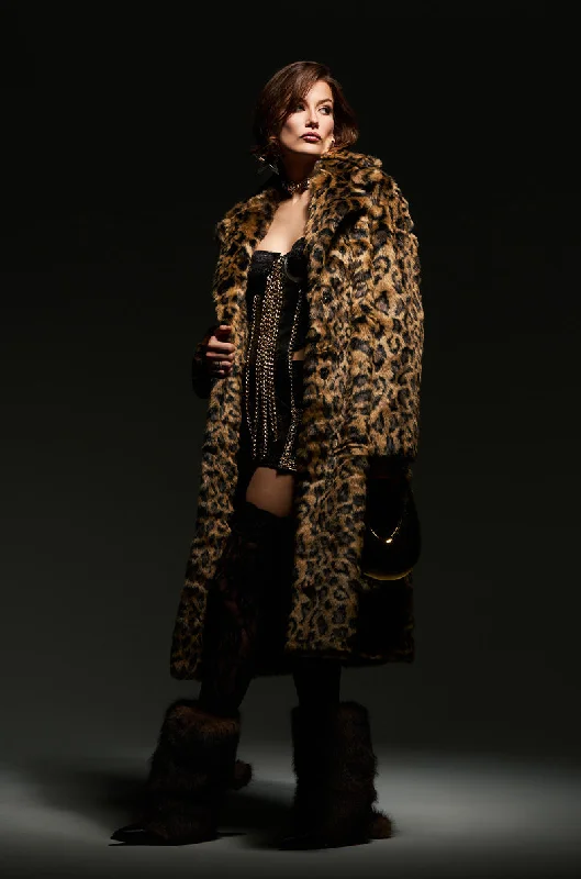 CATTY FAUX FUR LEOPARD COAT