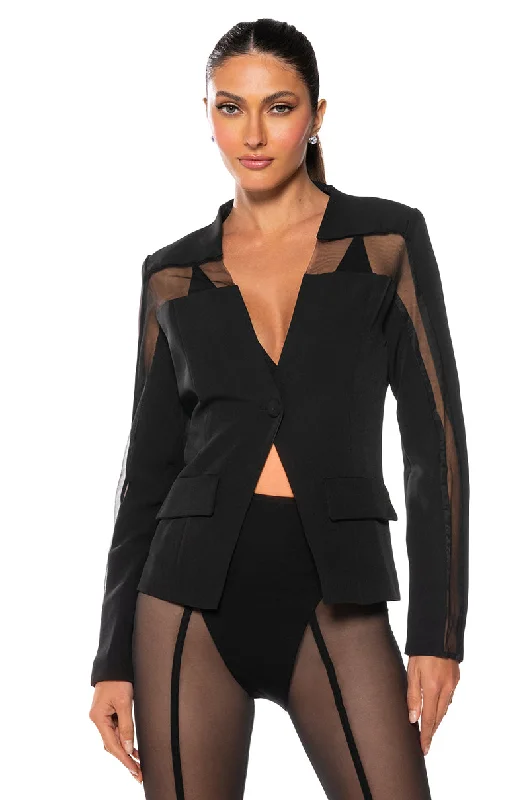 EASY GOING MESH BLAZER IN BLACK