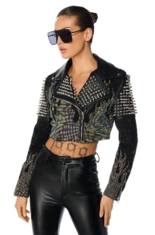 HOTFIX FLAME CROP MOTO JACKET