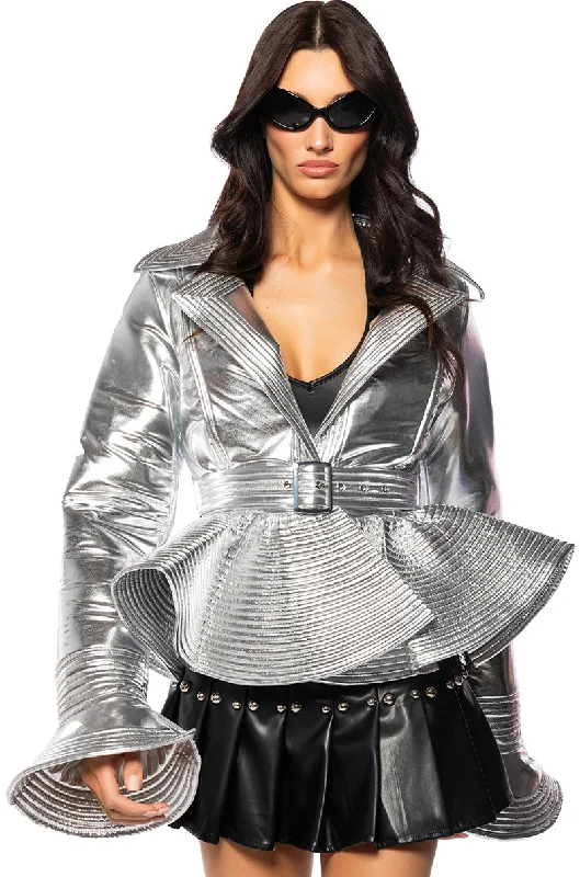 I GET IT HOW I LIVE IT METALLIC MOTO PUFFER