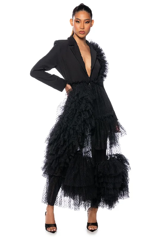 EXAGERATED TULLE BLAZER DRESS JACKET