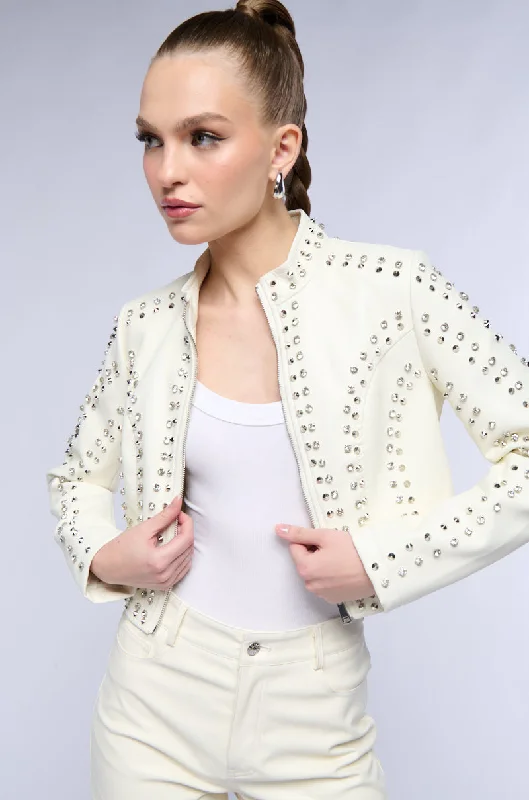 AZALEA WANG SILVIA STUDDED MOTO JACKET