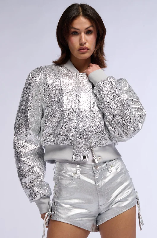 SPECIAL EDITION SILVER TEXTURED BOMBER