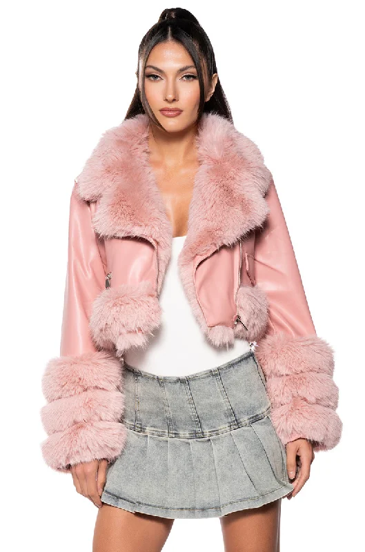 TALK THE TALK FAUX FUR MOTO JACKET