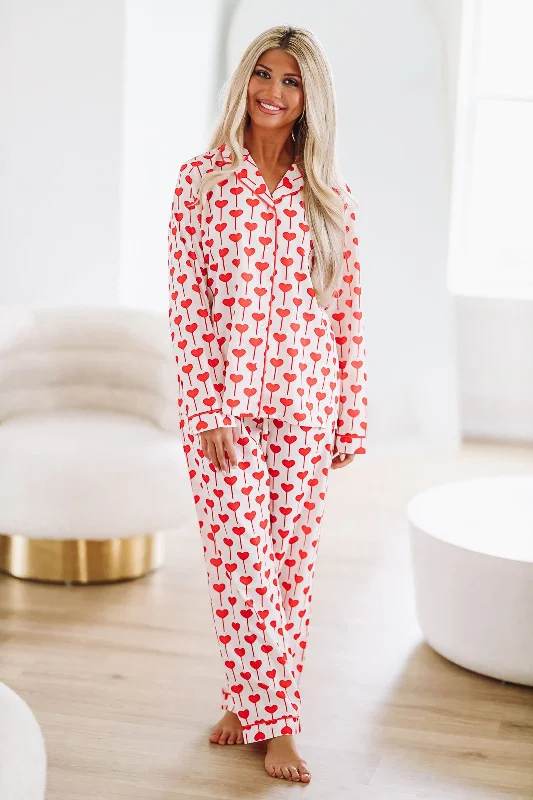 Heart Dreams Pajama Pants - White and Red (FINAL SALE)